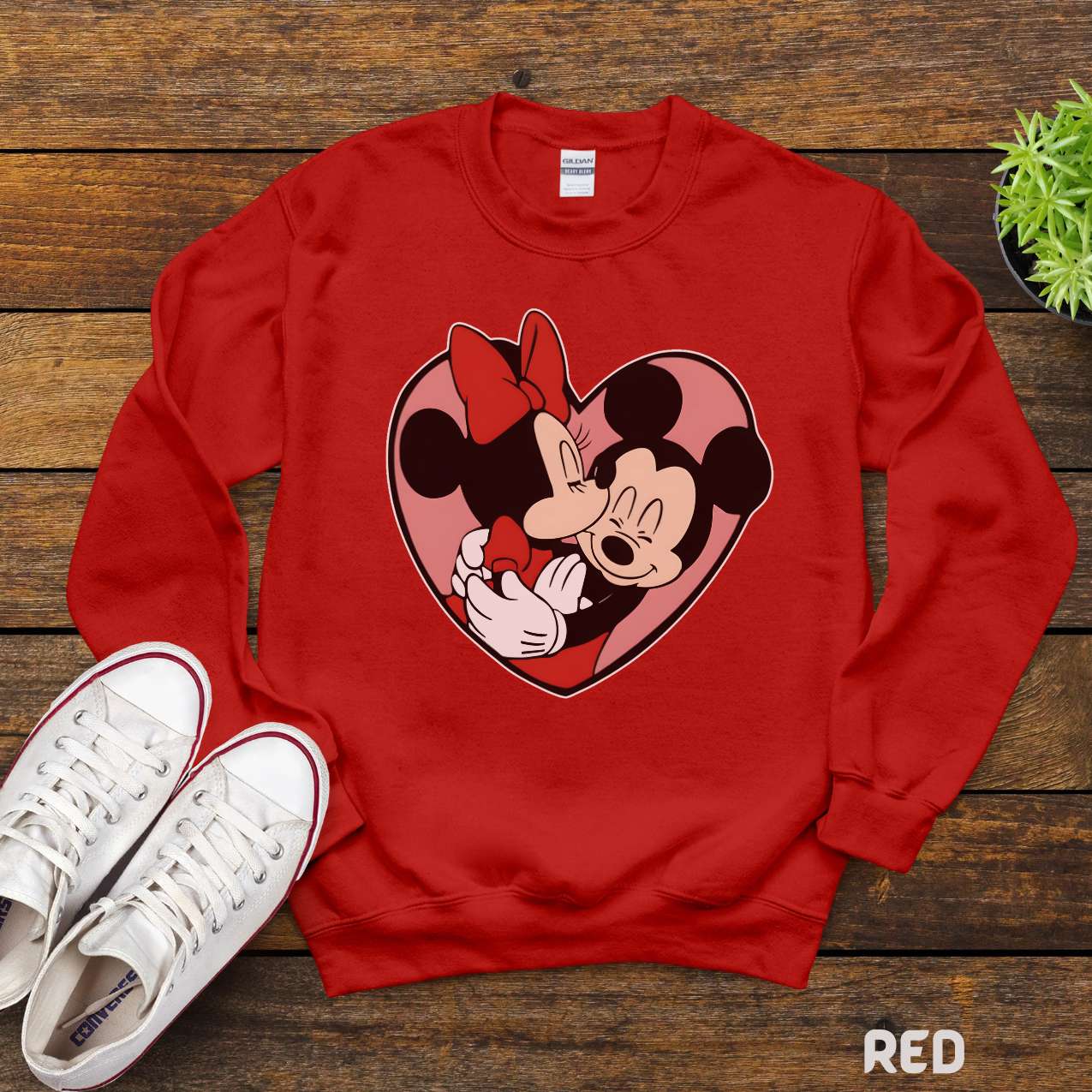 Mickey & Minnie Valentine Shirt, Vintage Romantic T-Shirt, Sweatshirt, Long Sleeve Unisex Tee