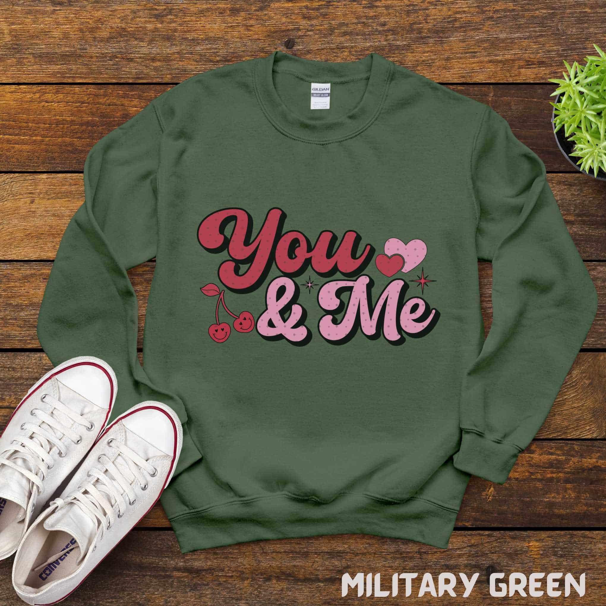 Valentine’s Day You & Me, Pink Heart Shirt, Comfort Colors Casual Wear, Romantic Gift