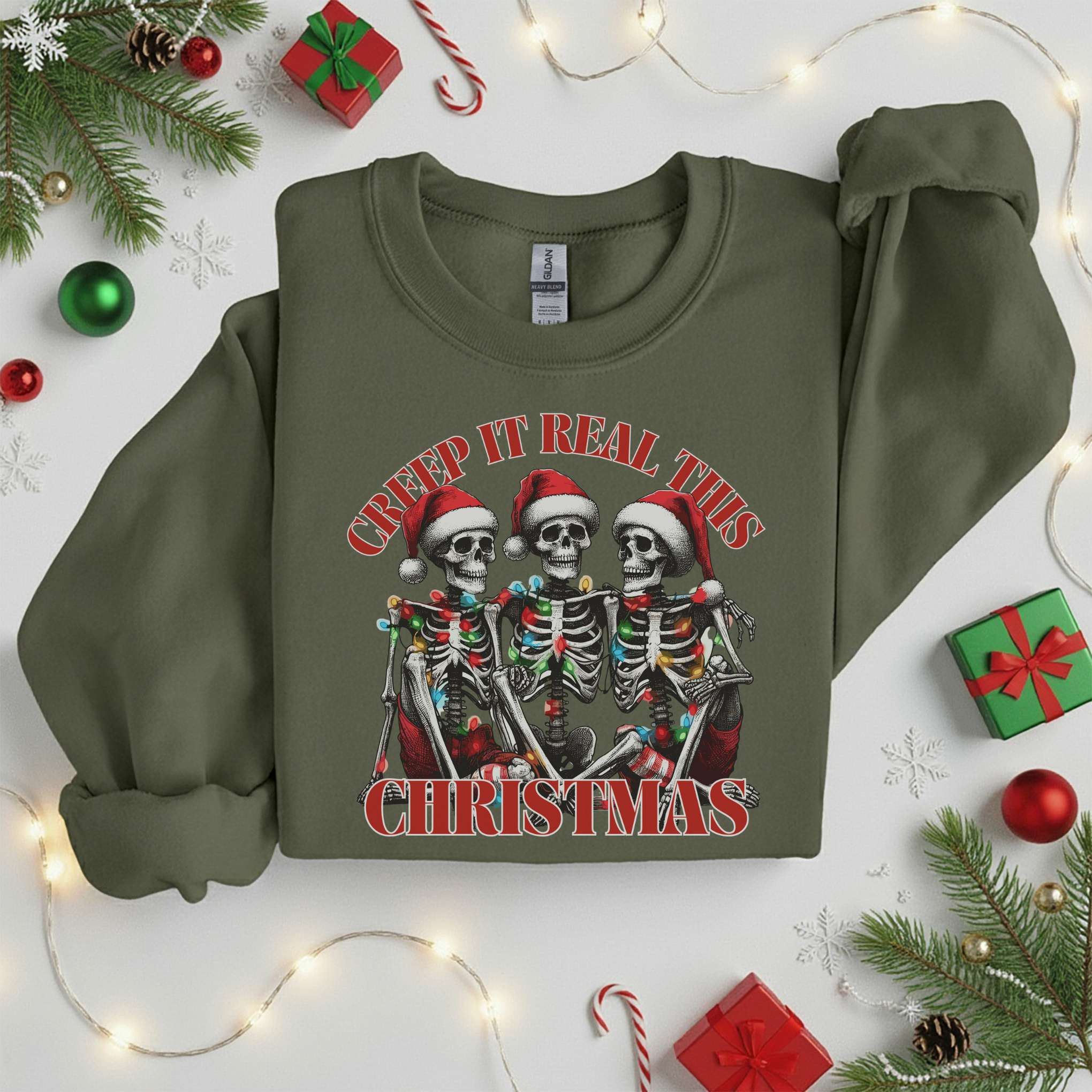Skeleton Christmas Creep It Real Sweatshirt Tshirt