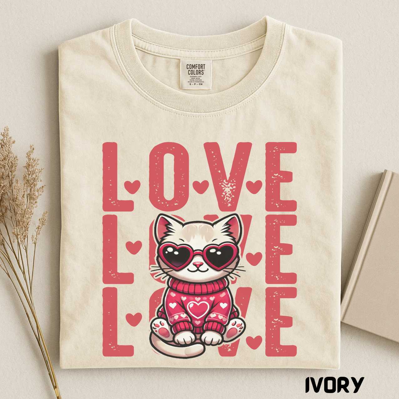 Love Cat Valentine Day Shirt, Vintage Romantic T-Shirt, Retro Unisex Tee
