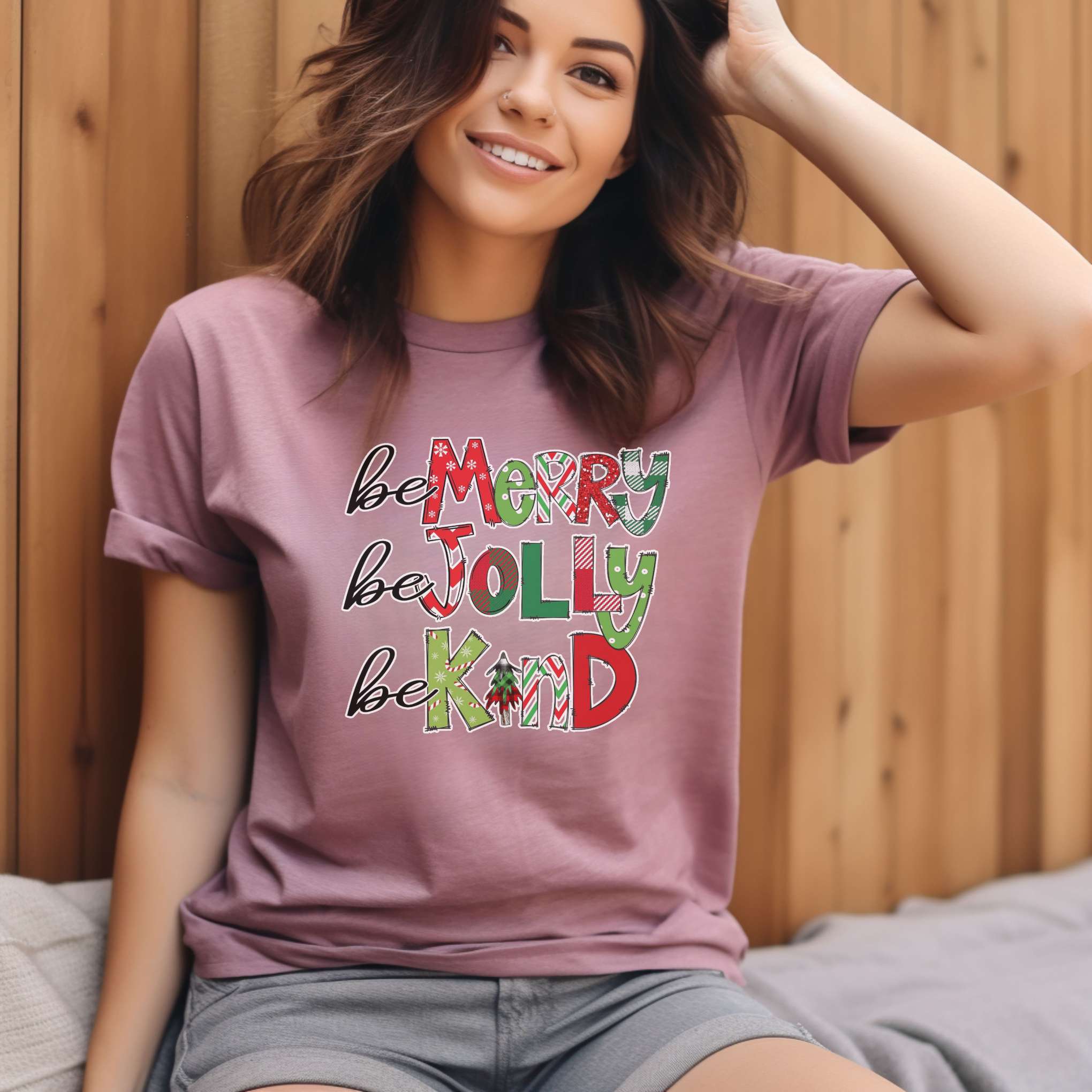 Be Merry Jolly Kind Christmas Sweatshirt • Cozy Holiday Tee •  Xmas Gift • Unisex T-Shirt