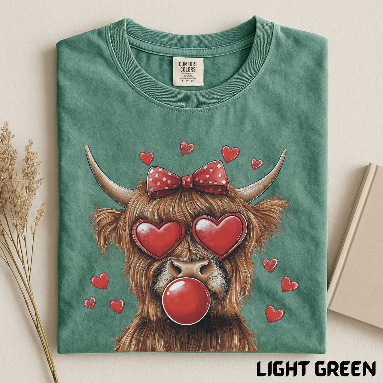 Highland Cow Valentine's Day Shirt, Coquette Pink Bow Cow, Comfort Colors