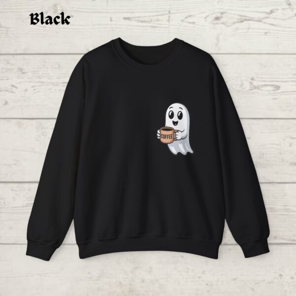 Cute Spooky Coffee Sweatshirt, Womens Ghost Sweatshirt, Spooky Season, Fall Coffee Lover Shirt, Halloween Party Shirt - Image 3