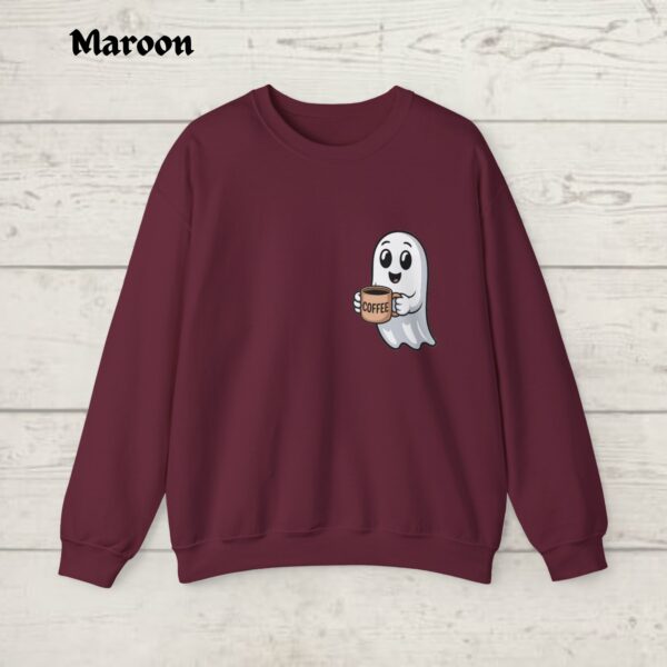 Cute Spooky Coffee Sweatshirt, Womens Ghost Sweatshirt, Spooky Season, Fall Coffee Lover Shirt, Halloween Party Shirt - Image 4