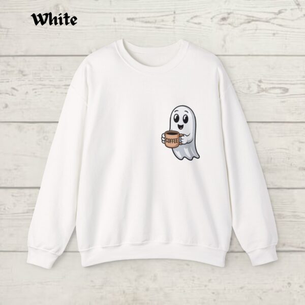 Cute Spooky Coffee Sweatshirt, Womens Ghost Sweatshirt, Spooky Season, Fall Coffee Lover Shirt, Halloween Party Shirt - Image 5