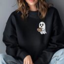 Cute Spooky Coffee Sweatshirt, Womens Ghost Sweatshirt, Spooky Season, Fall Coffee Lover Shirt, Halloween Party Shirt