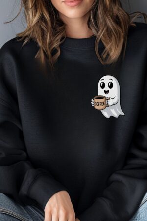 Cute Spooky Coffee Sweatshirt, Womens Ghost Sweatshirt, Spooky Season, Fall Coffee Lover Shirt, Halloween Party Shirt