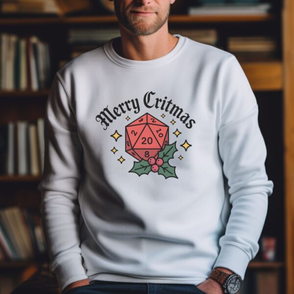Dungeons and Dragons Christmas Party Sweatshirt, Christmas Sweatshirt For DnD Fans, Polyhedral Dice Xmas Hoodie, Merry Critmas Sweater